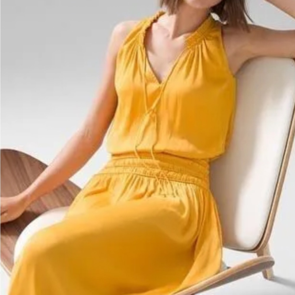 WHBM petite satin yellow dress